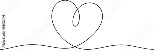 Heart hand drawn. Continuous line art of love symbol. Vector illustration. one line Icon drawing