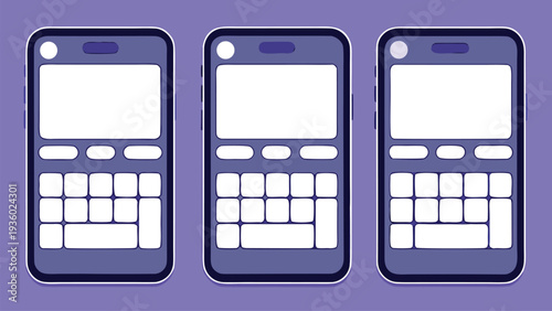 iMessages dual chat interface mockup with bubble conversations keyboard, modern unified messaging layout, messaging experience vector illustration, Mobile Messaging App UI with Smartphone Screens