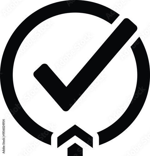Magnifying glass with checkmark symbolizing verification and validation in a simple illustration style wqe reference