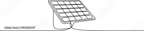 Continuous one line drawing of solar panel. Single line drawing illustration of renewable energy solar panel. Green energy concept. one line Icon drawing