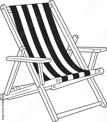 Beach Lounge Chair Vector Illustration for Summer Vacation Travel Relaxation Concept with Seaside Resort Furniture and Tropical Holiday Design Element