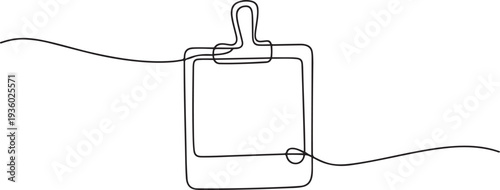 Continuous one line drawing of Photo frame. Single line drawing illustration of Photo frame polaroid. Papper frame with clip concept. one line Icon drawing