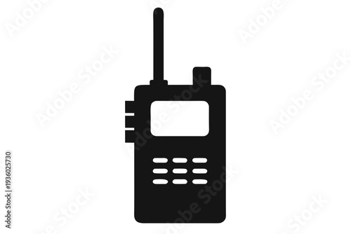 Walkie talkie silhouette vector, Walkie talkie black icon, Walkie talkie black symbol.
