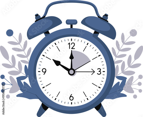 Seasonal time change concept with alarm clocks representing spring forward with tulips and fall back