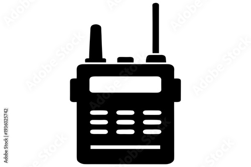 Walkie talkie silhouette vector, Walkie talkie black icon, Walkie talkie black symbol.
