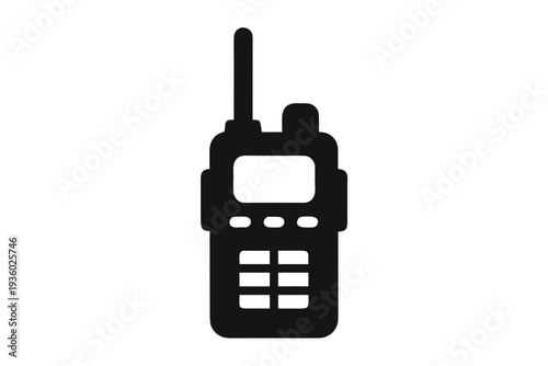 Walkie talkie silhouette vector, Walkie talkie black icon, Walkie talkie black symbol.
