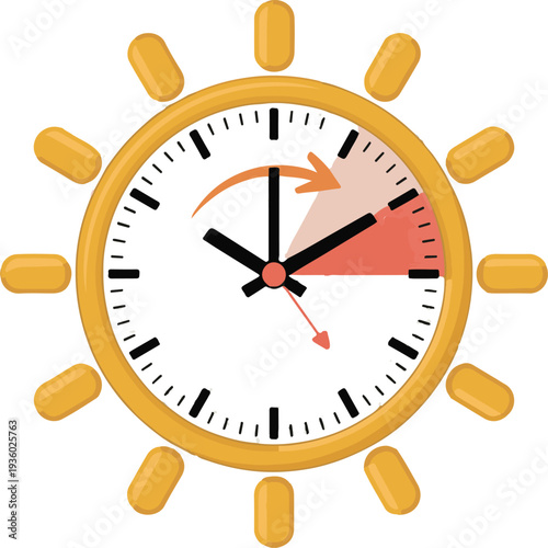 spring forward 1 hour, vector icon with sun