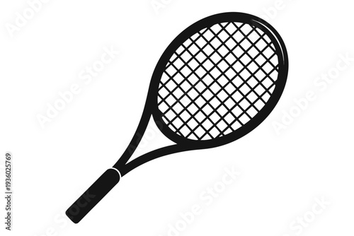 Tennis racket icon vector, Tennis racket silhouette vector, Tennis racket black symbol
