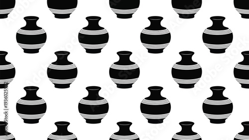 Black and white vase pattern on white background