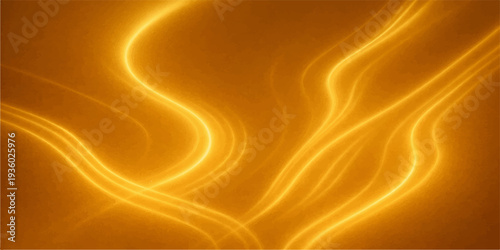 Abstract glowing light background with a soft flowing heart shape in silky gold and blue waves