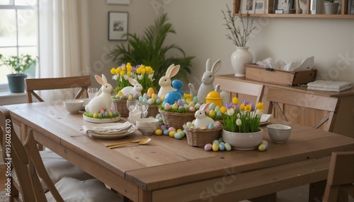 Wallpaper Mural Easter decoration on dining table at home
 Torontodigital.ca