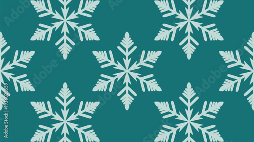Vibrant snowflakes on teal background for winter designs