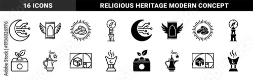 Islamic Cultural Heritage Symbols Merged with Modern Technology and Geometric Golden Ratio Principles Featuring Moon Circuit and Prayer Rug Wings