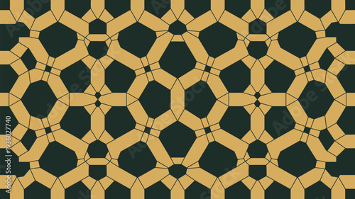 Elegant gold and black geometric pattern with interconnected shapes