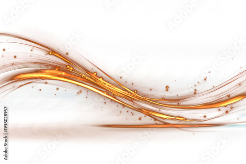 Glowing orange light streaks with particles abstract background motion blur