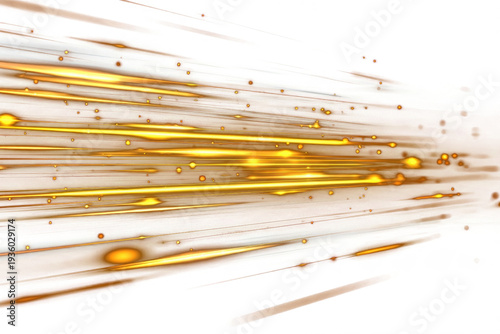 Abstract golden sparks flying and dispersing on transparent background creating dynamic motion