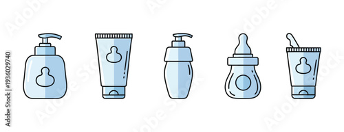 Baby Care Products and Toiletries Set Illustration.