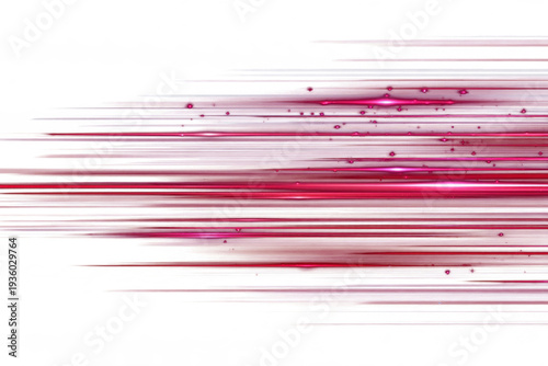 Horizontal red neon light streaks with sparkling particles and glowing motion blur effects