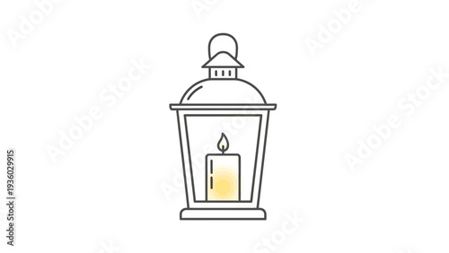 Vintage Lantern with Candle Light, Home Decor, Vector Illustration, Cozy Environment, Close-up View, Warm Ambiance