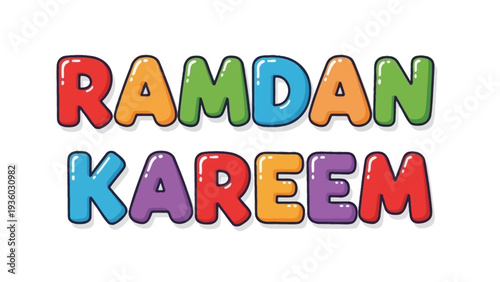 Colorful Ramadan Kareem Greeting, Celebration, Festive Design, Graphic Art, Vibrant Environment, Abstract Viewpoint