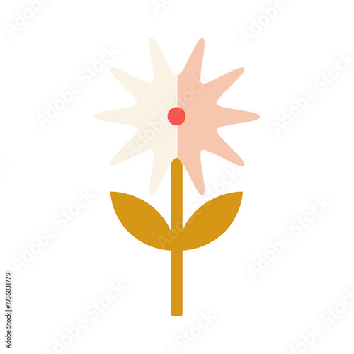 Geometric daisy flower icon, flat botanical brutalist illustration for logo and branding.