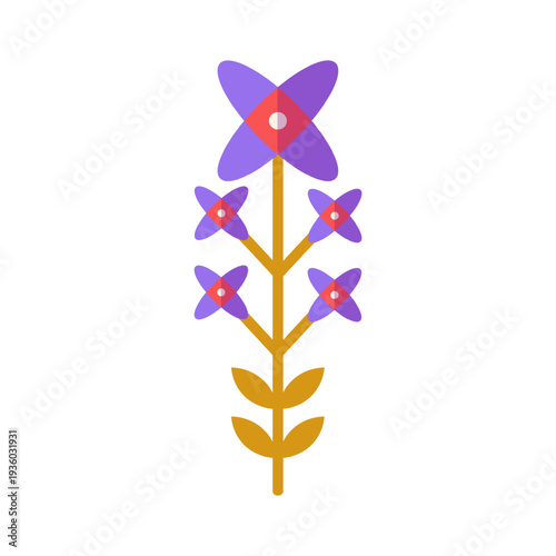 Forget me not inspired minimal flower icon, flat geometric botanical style for modern logo design and simple branding.