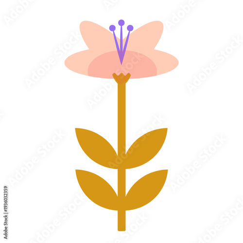 Minimal abstract floral shape and geometric botanical for basic logo design, with a brutalist flat illustration finish.