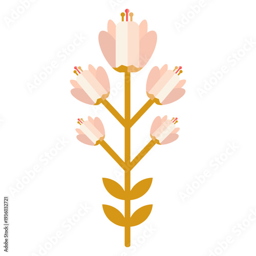Osmanthus flower inspired abstract botanical icon, geometric flat illustration with brutalist styling for basic logo design.