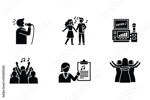 Karaoke and Music Performance Icons Set