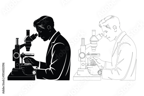 Scientist with Microscope Vector Icons