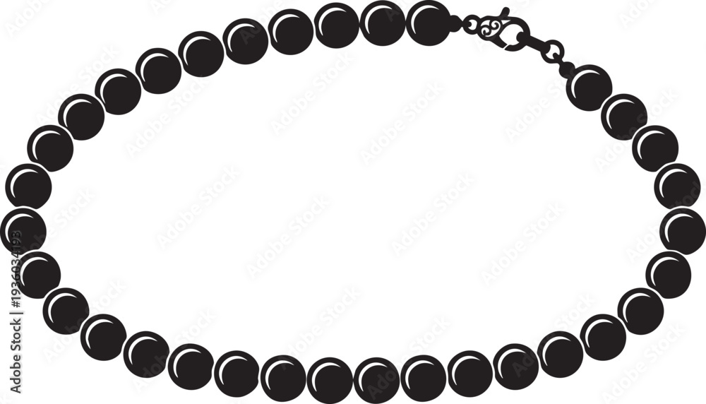 Obraz premium Classic Pearl String Necklace and Spherical Jewelry Silhouettes