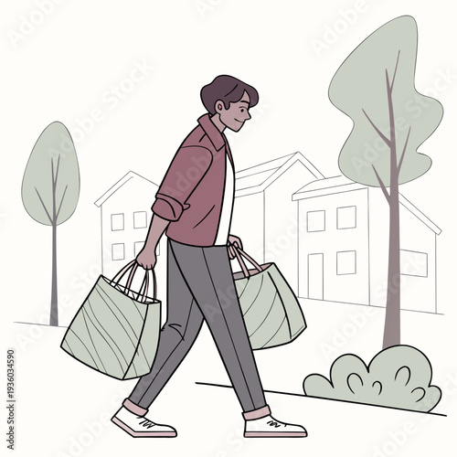 The guy with the dark hair comes with big bags