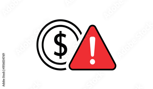 Warning sign with a dollar symbol on a white circular background indicating financial alert or crisis