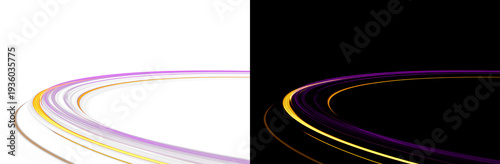 Obraz na plátne Neon line abstract background with glowing orbital curves and light trails