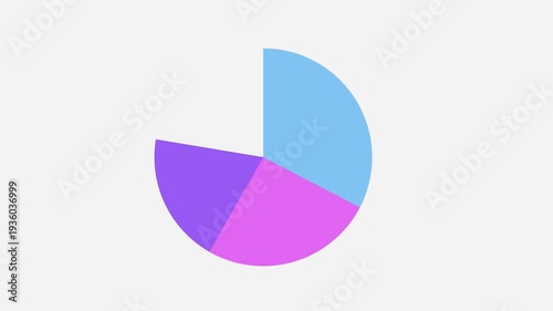 4K animation of three different pie chart types on clean white background. Data visualization tool for business presentations, financial infographics, educational statistics. High quality footage
