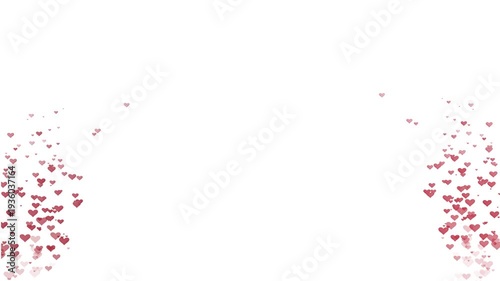 Festive 4K animation of heart fountains bursting from the bottom corners on white background. Joyful romantic visual for Valentine's Day congratulations, heartfelt greeting cards. High quality footage