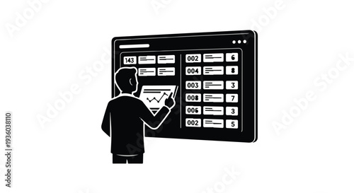 Person interacting with website on large computer screen, online navigation, digital interface, user experience, modern technology concept