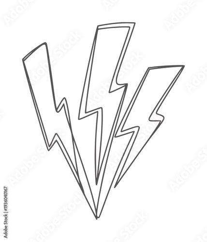 Three minimalist black and white lightning bolt outlines strike energy power