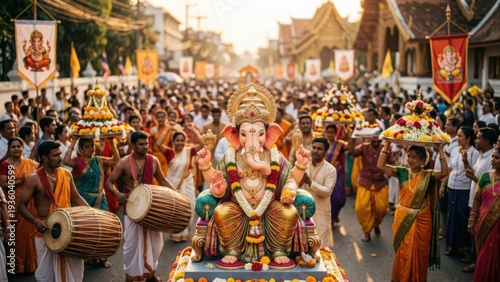 Ganesh chaturthi festival celebration india cultural event street festive atmosphere community joy