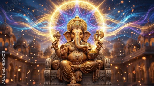 Celebrating divinity ganesha festival india religious art festive atmosphere close-up spirituality