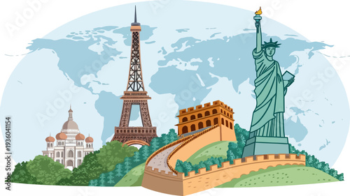 Iconic landmarks from around the world in one stunning illustration
