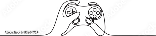 continuous line of hand holding game stick. one line art drwing. one line art icon drawing vector