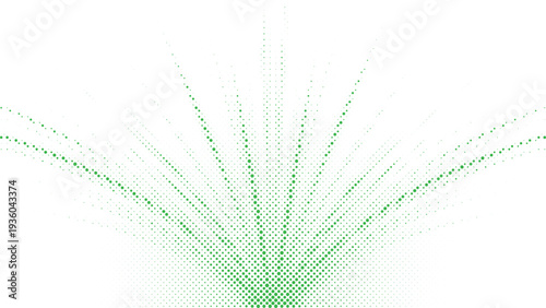 Green halftone particle explosion vector background, abstract dotted burst forming dynamic energy pattern, perfect for tech startup branding, digital marketing graphics, presentation covers, modern po