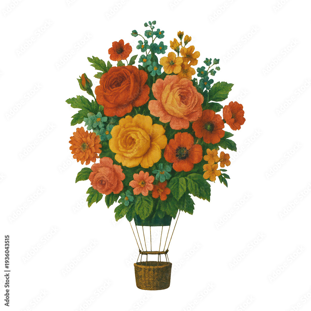 Obraz premium PNG Vibrant floral bouquet illustration.