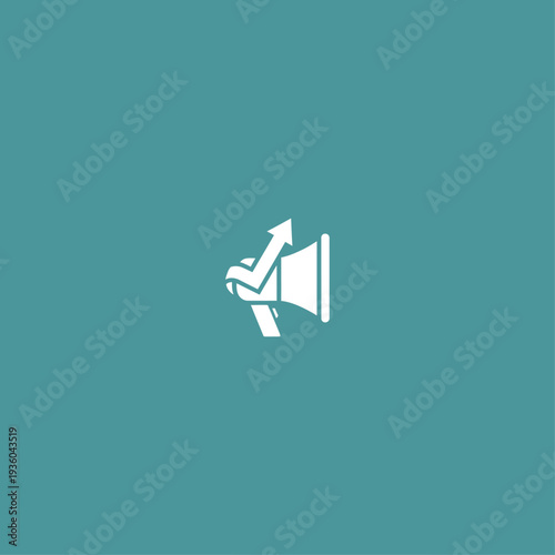 White Megaphone with Upward Arrow Icon Vector