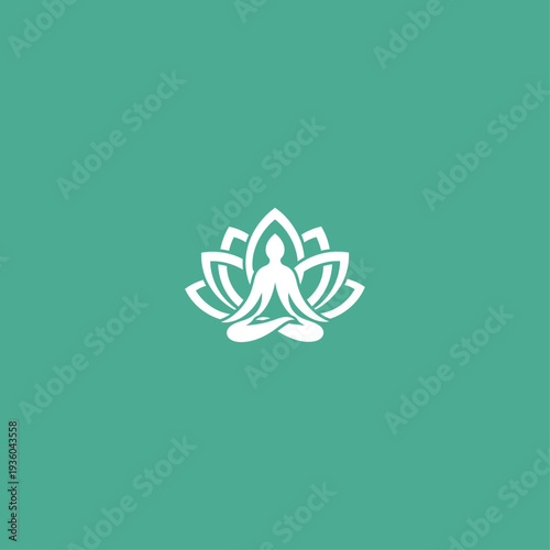 White Lotus Flower Yoga Pose Vector Icon