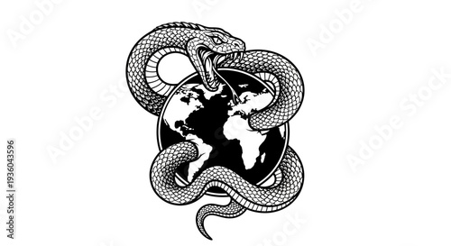 Aggressive Snake Coiled Around Planet Earth, Threatening World