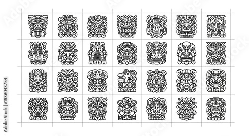 Ancient Mayan Glyphs and Symbols Collection