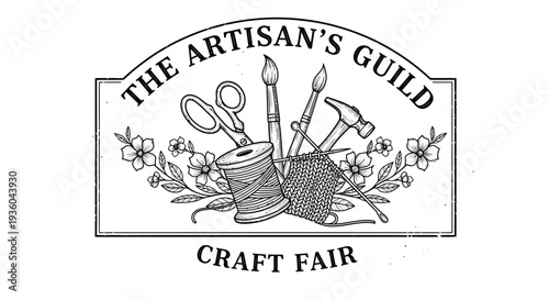 Artisan Guild Craft Fair: Scissors, Paintbrushes, Hammer, Thread, Knitting - Handmade Art