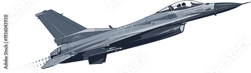 F-16 Fighting Falcon modern combat aircraft vector illustration isolated on white background